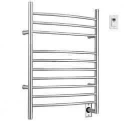 Ancona Comfort 10S 10-Bar Hardwired Electric Towel Warmer with Wall Timer in Brushed Stainless Steel