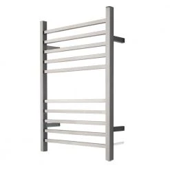Amba Radiant Square 10-Bar Plug-In Electric Towel Warmer in Brushed Stainless Steel