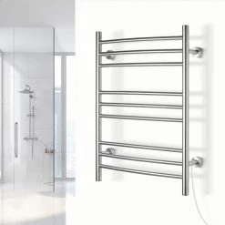 WarmlyYours 32 in. 9-Bars Stainless Steel Riviera Dual Connect Towel Warmer in Brushed -Toilet Storage Shop brushed warmlyyours towel warmers tw r09bs hp 1f 1000