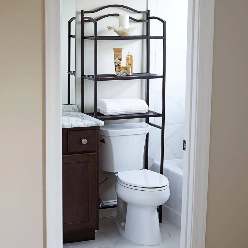HOUSEHOLD ESSENTIALS 23.5 in. W Over the Toilet 3-Tier Rack in Expresso 4 HOUSEHOLD ESSENTIALS 23.5 in. W Over the Toilet 3-Tier Rack in Expresso - Image 2