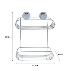 Bath Bliss 2-Tier Suction Cup Bathroom Baskets in Chrome -Toilet Storage Shop chrome bath bliss shower caddies 10086 chr 44 1000