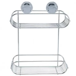 Bath Bliss 2-Tier Suction Cup Bathroom Baskets in Chrome