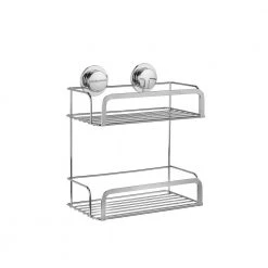 Croydex Stick 'n' Lock Two Tier Cosmetic Basket 20.6 x 10.2 x 6.4 inches -Toilet Storage Shop chrome croydex shower caddies qm290541us 40 1000