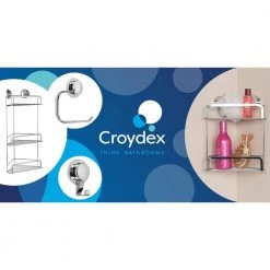 Croydex Stick 'n' Lock Corner Shower Basket 3.7 in. x 10.2 in. x 6.4 in. -Toilet Storage Shop chrome croydex shower caddies qm295941us c3 1000