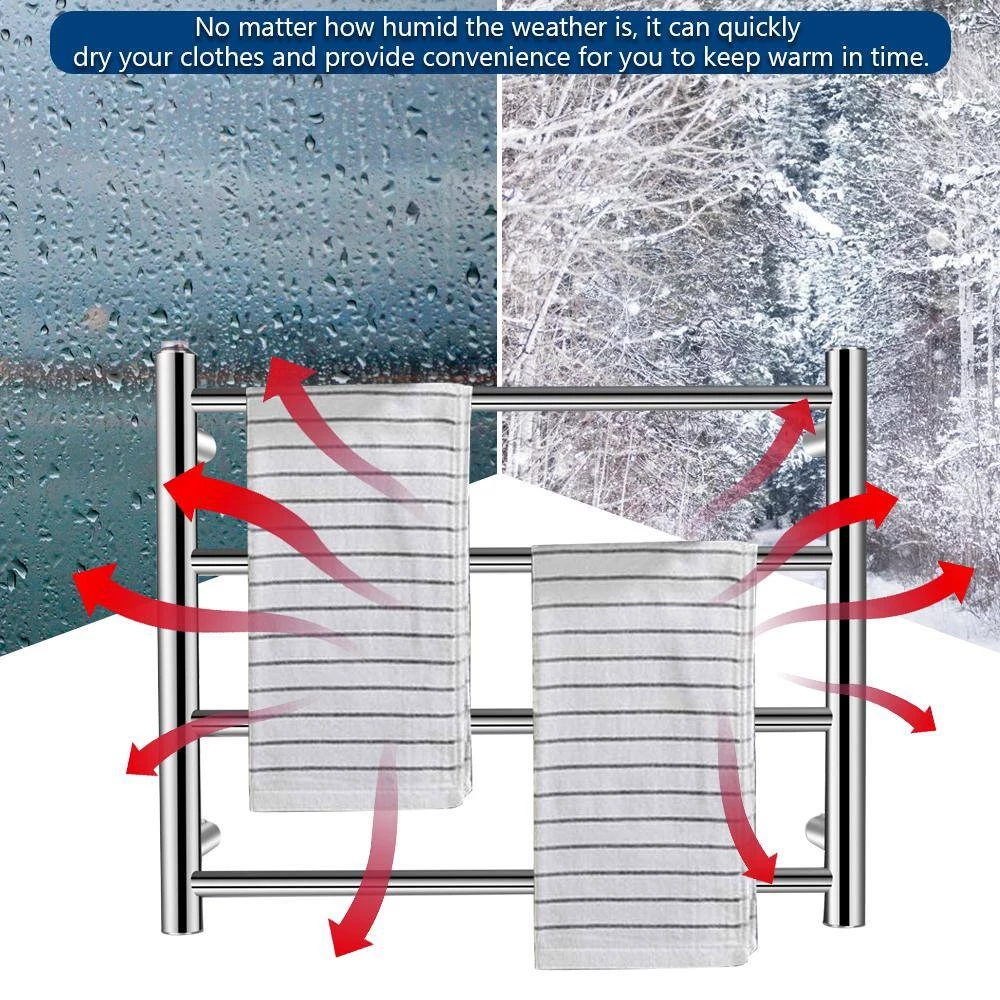 EPOWP 4-Bar Wall Mount Electric Hardwired Towel Warmer in Stainless Steel 7 EPOWP 4-Bar Wall Mount Electric Hardwired Towel Warmer in Stainless Steel - Image 5