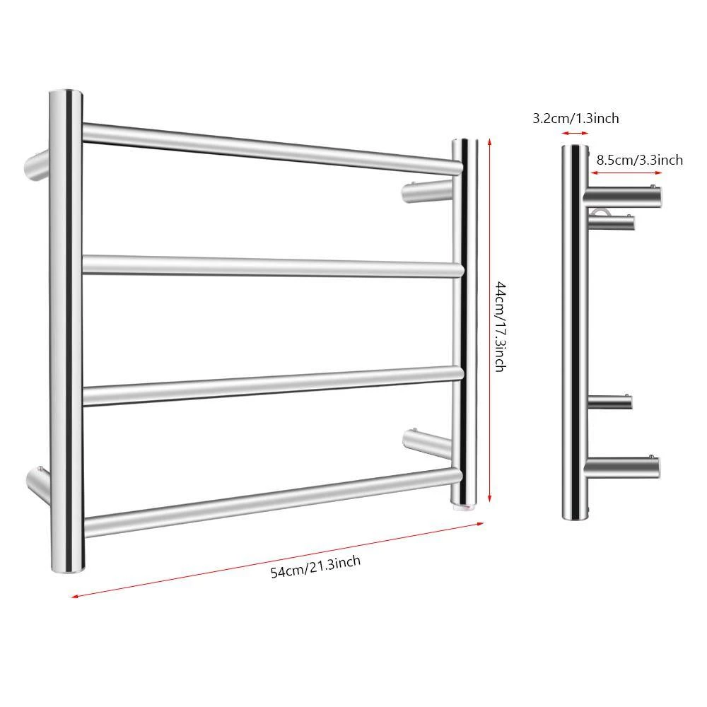 EPOWP 4-Bar Wall Mount Electric Hardwired Towel Warmer in Stainless Steel 4 EPOWP 4-Bar Wall Mount Electric Hardwired Towel Warmer in Stainless Steel - Image 2
