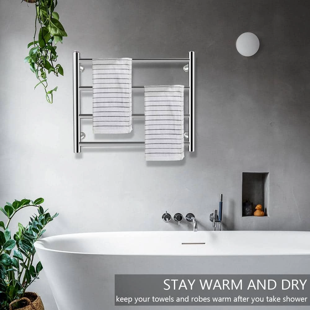 EPOWP 4-Bar Wall Mount Electric Hardwired Towel Warmer in Stainless Steel 5 EPOWP 4-Bar Wall Mount Electric Hardwired Towel Warmer in Stainless Steel - Image 3