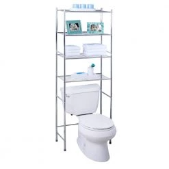 Honey-Can-Do 24.2 in W x 67.72 in H x 11.2 in D 4-Shelf Over-the-Toilet Space Saver in Chrome -Toilet Storage Shop chrome honey can do over the toilet storage bth 05281 c3 1000