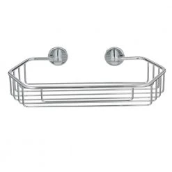 No Drilling Required Draad Rustproof Solid Brass Shower Caddy 11 in. Single Shelf Angled in Chrome
