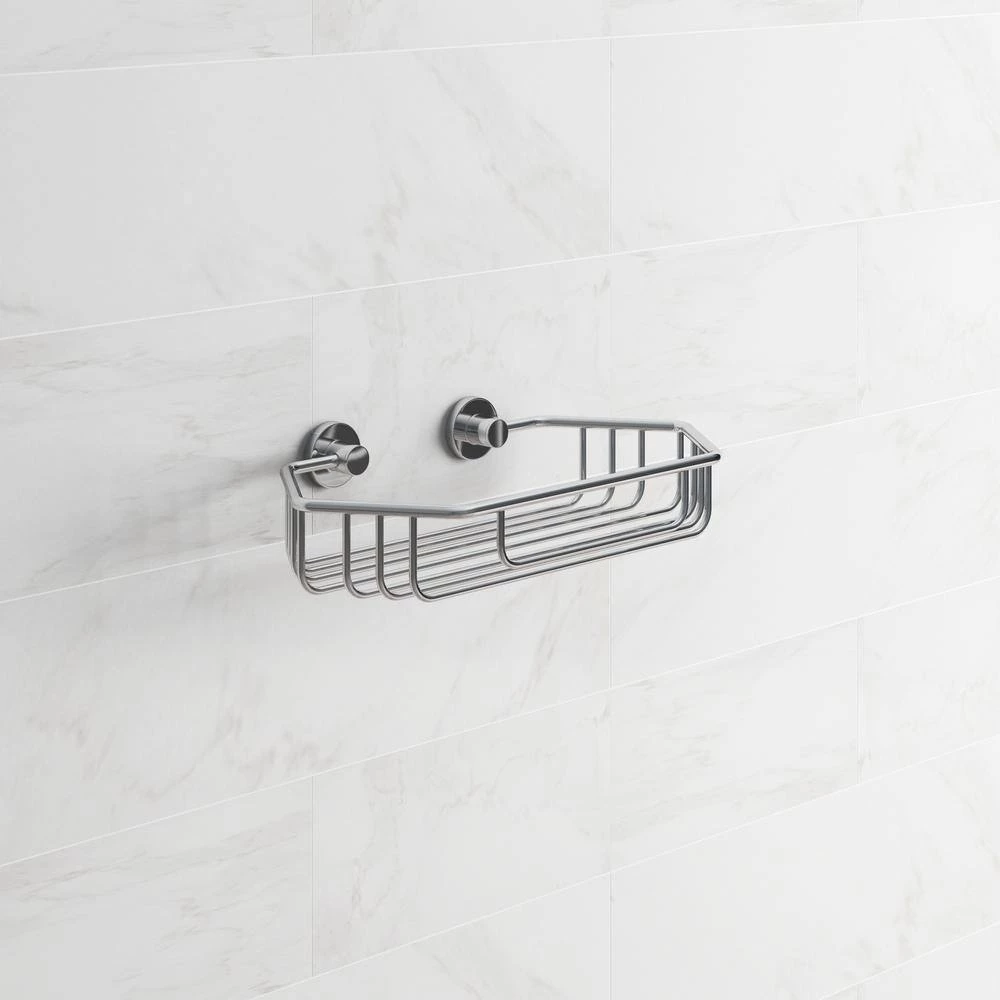 No Drilling Required Draad Rustproof Solid Brass Shower Caddy 11 in. Single Shelf Angled in Chrome 6 No Drilling Required Draad Rustproof Solid Brass Shower Caddy 11 in. Single Shelf Angled in Chrome - Image 4