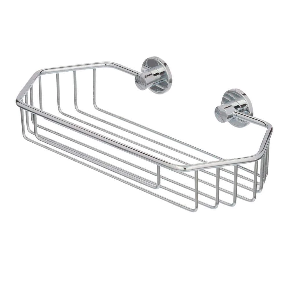 No Drilling Required Draad Rustproof Solid Brass Shower Caddy 11 in. Single Shelf Angled in Chrome 4 No Drilling Required Draad Rustproof Solid Brass Shower Caddy 11 in. Single Shelf Angled in Chrome - Image 2
