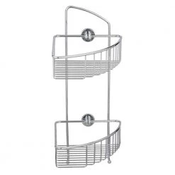 No Drilling Required Draad Rustproof Solid Brass Shower Caddy 16 in. Double Shelf Corner Mount with Hook in Chrome