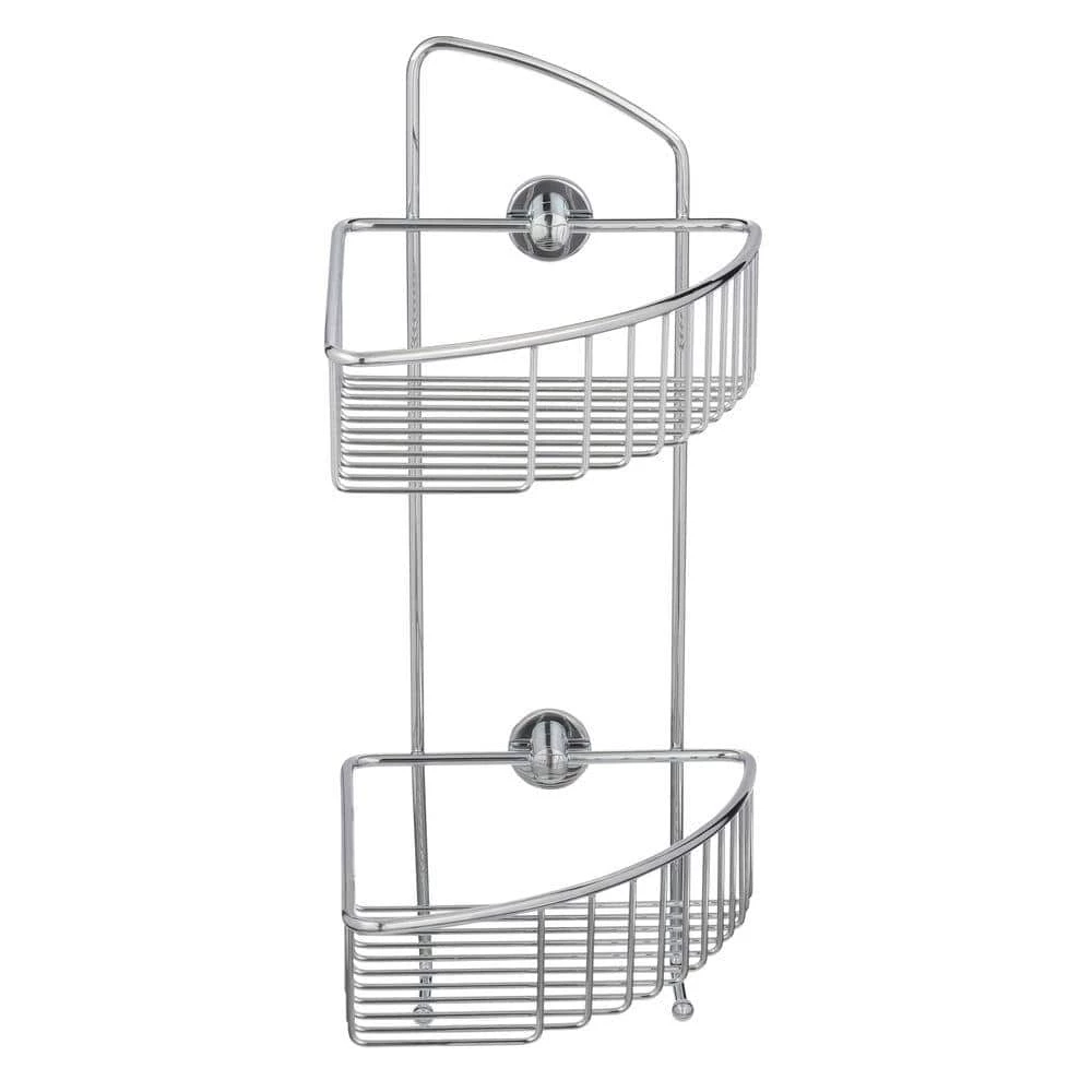 No Drilling Required Draad Rustproof Solid Brass Shower Caddy 16 in. Double Shelf Corner Mount with Hook in Chrome 3 No Drilling Required Draad Rustproof Solid Brass Shower Caddy 16 in. Double Shelf Corner Mount with Hook in Chrome