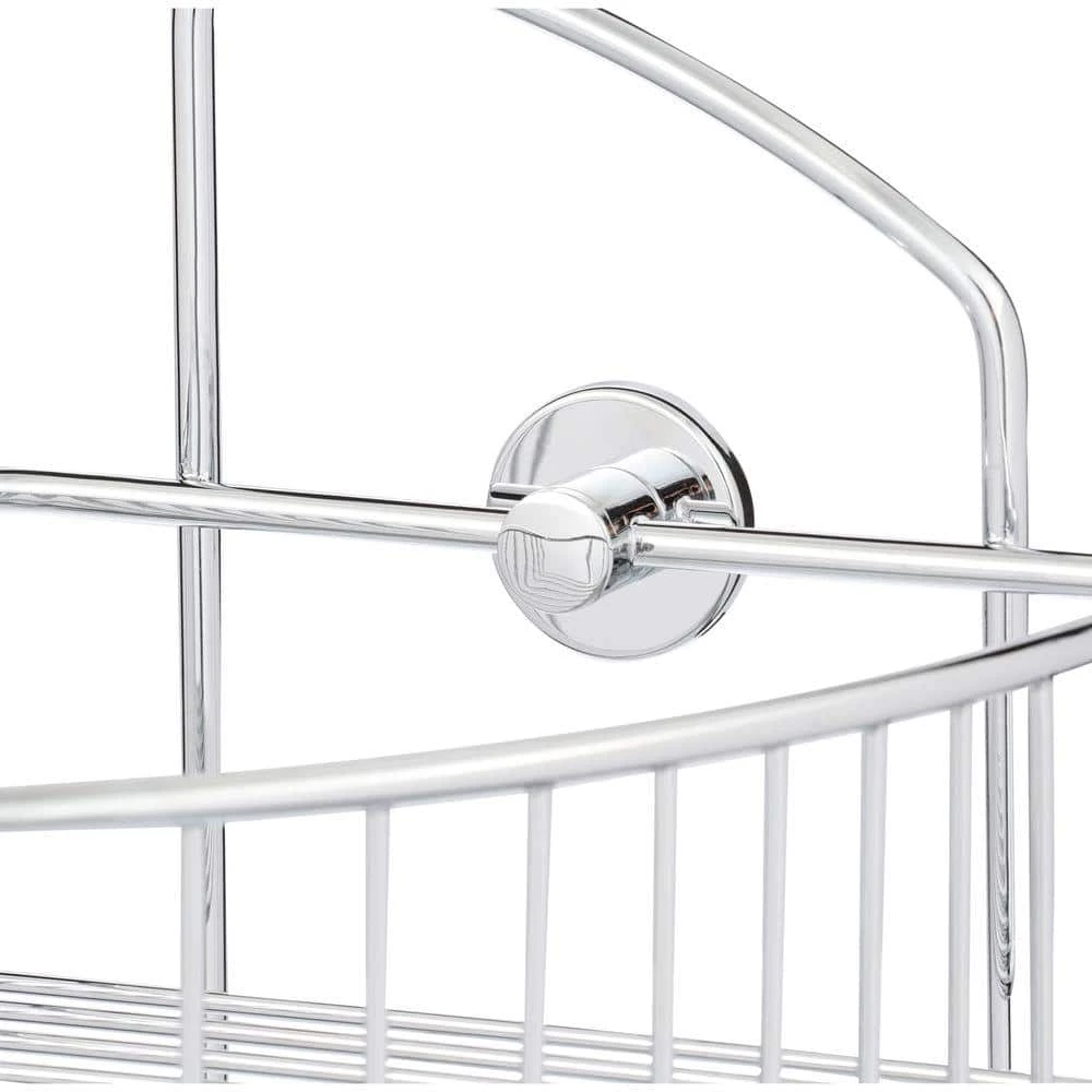 No Drilling Required Draad Rustproof Solid Brass Shower Caddy 16 in. Double Shelf Corner Mount with Hook in Chrome 6 No Drilling Required Draad Rustproof Solid Brass Shower Caddy 16 in. Double Shelf Corner Mount with Hook in Chrome - Image 4