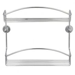 No Drilling Required Draad Rustproof Solid Brass Shower Caddy 12 in. Double Shelf in Chrome