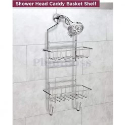 The Plumber's Choice Shower Caddy Over Shower Head Basket Shelf with Hooks Hanging Sponge Shampoo Holder Organizer Stainless Steel in Chrome -Toilet Storage Shop chrome the plumber s choice shower caddies pbe2050 1f 1000