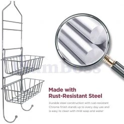 The Plumber's Choice Shower Caddy Over Shower Head Basket Shelf with Hooks Hanging Sponge Shampoo Holder Organizer Stainless Steel in Chrome -Toilet Storage Shop chrome the plumber s choice shower caddies pbe2050 4f 1000