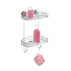 Wenko Vacuum Loc 2-Tier Wall Shelf in Chrome 10 Wenko Vacuum Loc 2-Tier Wall Shelf in Chrome -Toilet Storage Shop chrome wenko shower caddies 20886100 d4 1000