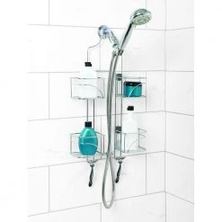 Zenna Home Expandable Shower Head Caddy for Hand Held Shower or Tall Bottles in Chrome -Toilet Storage Shop chrome zenna home shower caddies 7446ss 4f 1000