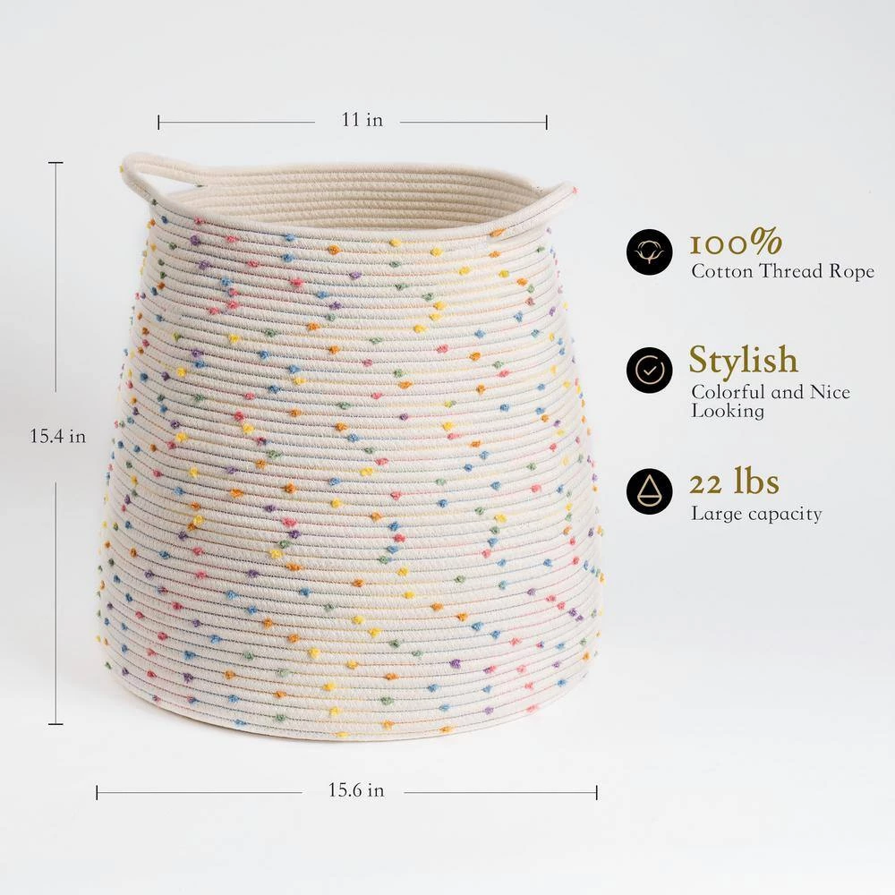 Unbranded Lanna Freestanding Laundry Basket with Folded And Carried in Colorful 1-Pack 5 Unbranded Lanna Freestanding Laundry Basket with Folded And Carried in Colorful 1-Pack - Image 3