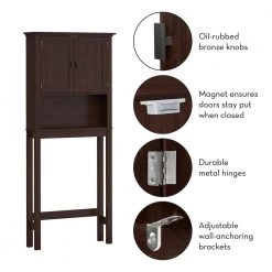 RiverRidge Home Hayward 27.38 in. W x 64.25 in. H x 7.88 in. D Over-the-Toilet Storage in Dark Woodgrain Veneer 23 RiverRidge Home Hayward 27.38 in. W x 64.25 in. H x 7.88 in. D Over-the-Toilet Storage in Dark Woodgrain Veneer -Toilet Storage Shop dark woodgrain riverridge home over the toilet storage 06 177 1f 1000