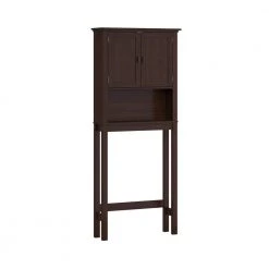 RiverRidge Home Hayward 27.38 in. W x 64.25 in. H x 7.88 in. D Over-the-Toilet Storage in Dark Woodgrain Veneer
