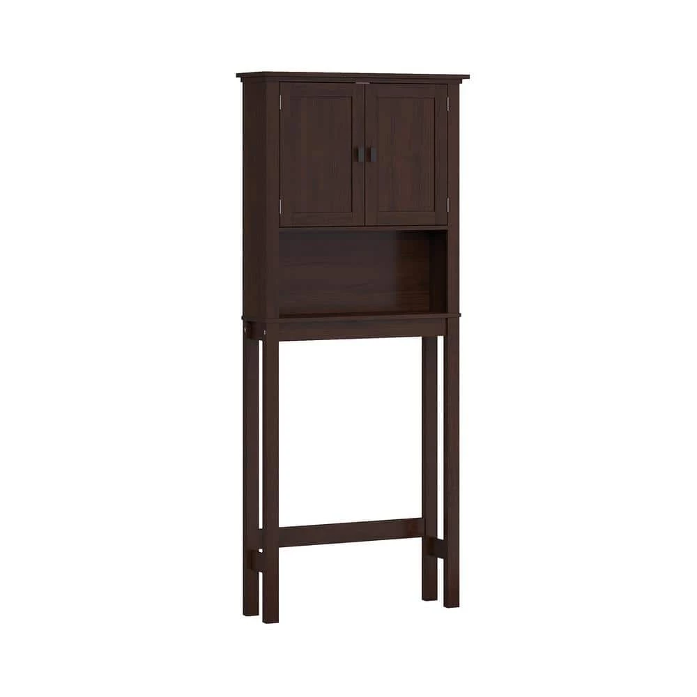 RiverRidge Home Hayward 27.38 in. W x 64.25 in. H x 7.88 in. D Over-the-Toilet Storage in Dark Woodgrain Veneer 3 RiverRidge Home Hayward 27.38 in. W x 64.25 in. H x 7.88 in. D Over-the-Toilet Storage in Dark Woodgrain Veneer