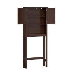RiverRidge Home Hayward 27.38 in. W x 64.25 in. H x 7.88 in. D Over-the-Toilet Storage in Dark Woodgrain Veneer 20 RiverRidge Home Hayward 27.38 in. W x 64.25 in. H x 7.88 in. D Over-the-Toilet Storage in Dark Woodgrain Veneer -Toilet Storage Shop dark woodgrain riverridge home over the toilet storage 06 177 77 1000