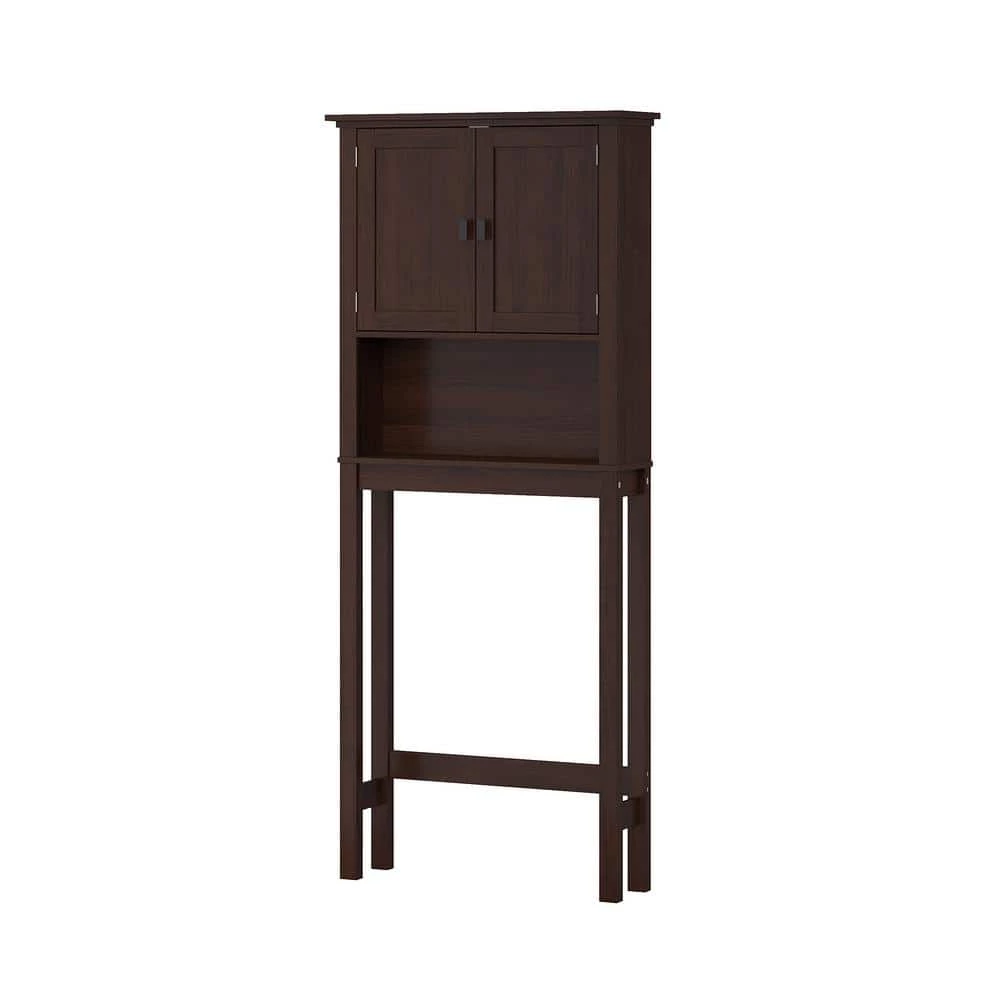 RiverRidge Home Hayward 27.38 in. W x 64.25 in. H x 7.88 in. D Over-the-Toilet Storage in Dark Woodgrain Veneer 4 RiverRidge Home Hayward 27.38 in. W x 64.25 in. H x 7.88 in. D Over-the-Toilet Storage in Dark Woodgrain Veneer - Image 2