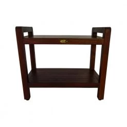 DecoTeak Classic 24 in. Ergonomic Teak Shower Stool with LiftAid Arms And Shelf -Toilet Storage Shop decoteak proprietary decoteak shower seats dt108 4f 1000