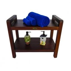 DecoTeak Classic 24 in. Ergonomic Teak Shower Stool with LiftAid Arms And Shelf -Toilet Storage Shop decoteak proprietary decoteak shower seats dt108 66 1000