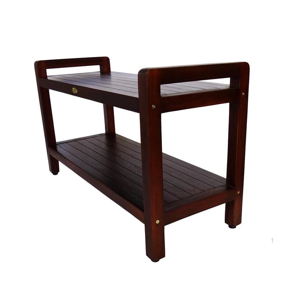 DecoTeak Classic 35 in. Extended LENGTH Ergonomic Teak Shower Stool with LiftAid Arms And Shelf 5 DecoTeak Classic 35 in. Extended LENGTH Ergonomic Teak Shower Stool with LiftAid Arms And Shelf - Image 3