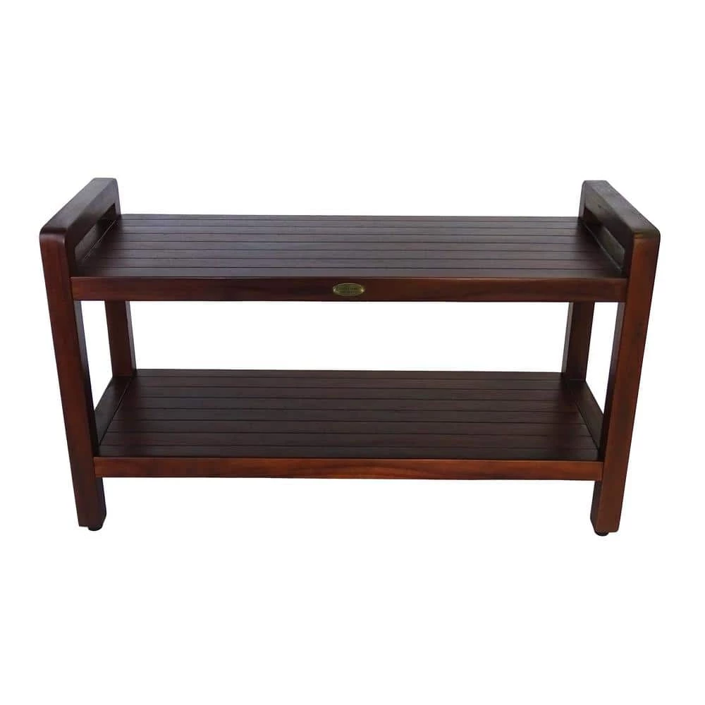 DecoTeak Classic 35 in. Extended LENGTH Ergonomic Teak Shower Stool with LiftAid Arms And Shelf 3 DecoTeak Classic 35 in. Extended LENGTH Ergonomic Teak Shower Stool with LiftAid Arms And Shelf