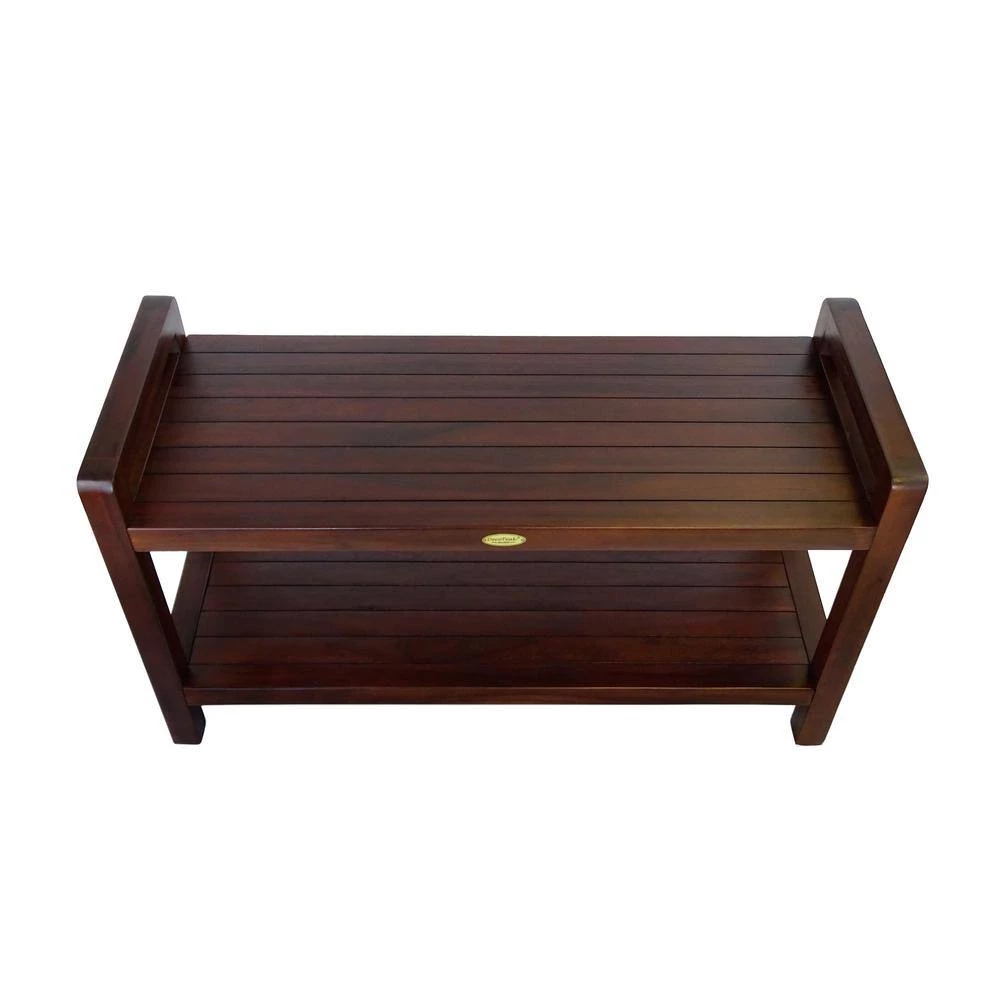 DecoTeak Classic 35 in. Extended LENGTH Ergonomic Teak Shower Stool with LiftAid Arms And Shelf 4 DecoTeak Classic 35 in. Extended LENGTH Ergonomic Teak Shower Stool with LiftAid Arms And Shelf - Image 2
