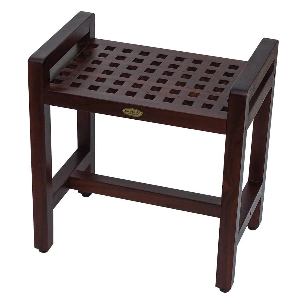DecoTeak Espalier 20 in. Teak Lattice Shower Bench with LiftAid Arms 5 DecoTeak Espalier 20 in. Teak Lattice Shower Bench with LiftAid Arms - Image 3