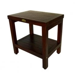 DecoTeak Classic 18 in. Teak Shower Bench with Shelf