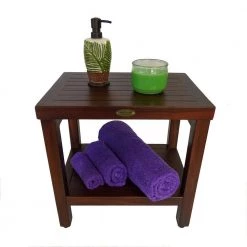 DecoTeak Classic 18 in. Teak Shower Bench with Shelf -Toilet Storage Shop decoteak proprietary decoteak shower seats dt114 fa 1000