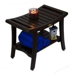 DecoTeak Harmony 24 in. L Teak Shower Bench with Shelf and LiftAide Arms -Toilet Storage Shop decoteak proprietary decoteak shower seats dt155 44 1000