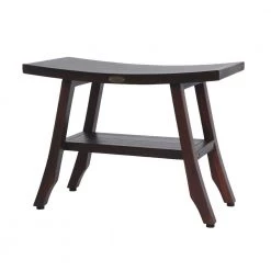 DecoTeak Satori 24 in. Eastern Style Teak Shower Bench with Shelf