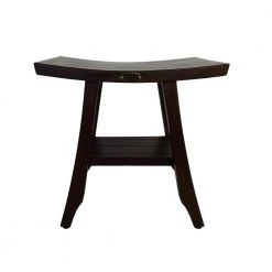 DecoTeak Satori 18 in. Eastern Style Teak Shower Bench with Shelf -Toilet Storage Shop decoteak proprietary decoteak shower seats dt167 1f 1000
