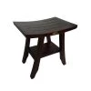 DecoTeak Satori 18 in. Eastern Style Teak Shower Bench with Shelf