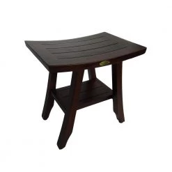 DecoTeak Satori 18 in. Eastern Style Teak Shower Bench with Shelf