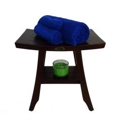 DecoTeak Satori 18 in. Eastern Style Teak Shower Bench with Shelf -Toilet Storage Shop decoteak proprietary decoteak shower seats dt167 76 1000
