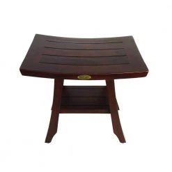 DecoTeak Satori 18 in. Eastern Style Teak Shower Bench with Shelf -Toilet Storage Shop decoteak proprietary decoteak shower seats dt167 c3 1000