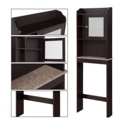Miscool Naples 23.23 in. W x 68.11 in. H x 7.48 in. D Dark Brown Over-the-Toilet Storage with Adjustable Shelves -Toilet Storage Shop espresso miscool over the toilet storage bcych10c4888 1f 1000