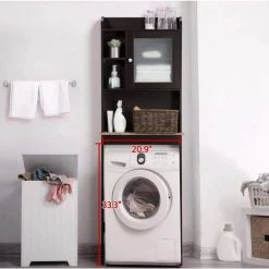 Miscool Naples 23.23 in. W x 68.11 in. H x 7.48 in. D Dark Brown Over-the-Toilet Storage with Adjustable Shelves -Toilet Storage Shop espresso miscool over the toilet storage bcych10c4888 4f 1000