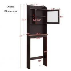 Miscool Naples 23.23 in. W x 68.11 in. H x 7.48 in. D Dark Brown Over-the-Toilet Storage with Adjustable Shelves -Toilet Storage Shop espresso miscool over the toilet storage bcych10c4888 76 1000