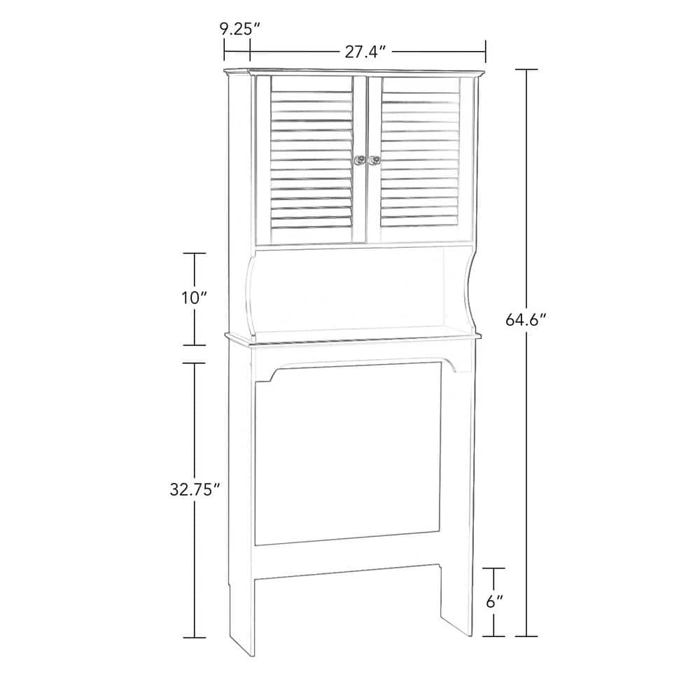 RiverRidge Home Ellsworth 27.36 in. W x 64.57 in. H x 9.25 in. D Brown Over-the-Toilet Storage 4 RiverRidge Home Ellsworth 27.36 in. W x 64.57 in. H x 9.25 in. D Brown Over-the-Toilet Storage - Image 2