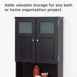 Zenna Home 23.25 in. W x 66.5 in. H x 8.25 in. D Chrome Over-the-Toilet Storage with Glass Doors -Toilet Storage Shop espresso zenna home over the toilet storage 9820chbb 4f 1000