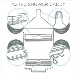 Bath Bliss 2 Tier Aztec Shower Caddy in Grey -Toilet Storage Shop gray bath bliss shower caddies 10015 grey 44 1000